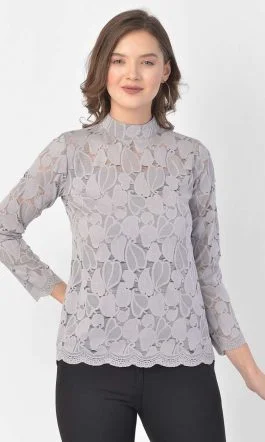 Eavan Grey Lace Top