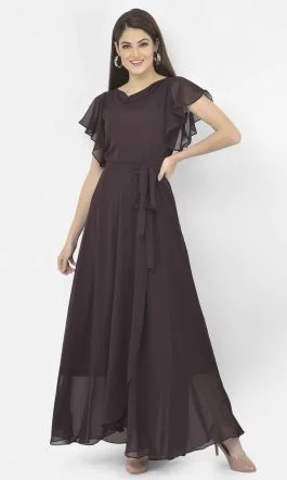 Eavan Burgundy High Low Maxi Dress