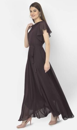 Eavan Burgundy High Low Maxi Dress