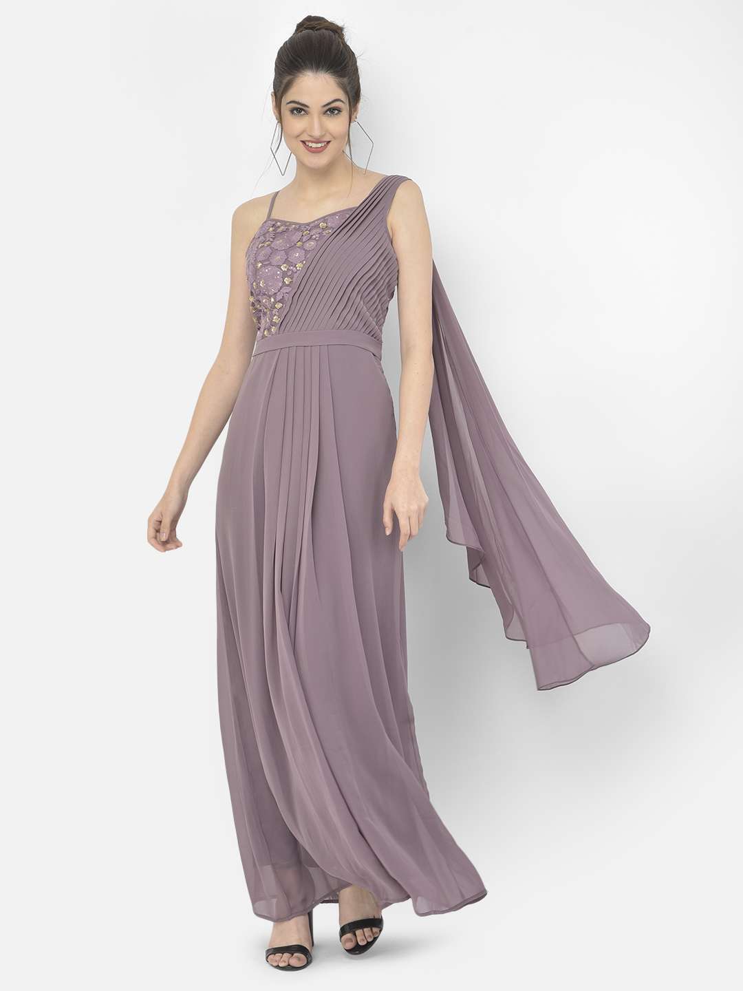 Metallic Knit Draped Gown by Adrianna Papell | Look Again