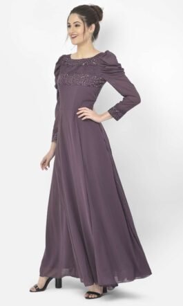 Eavan Purple Embroidered Maxi Dress