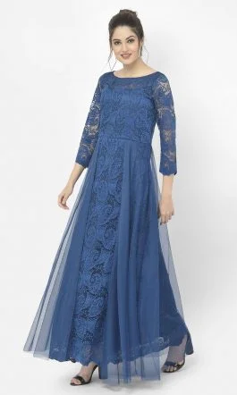 Eavan Teal Blue Green Lace Maxi Dress