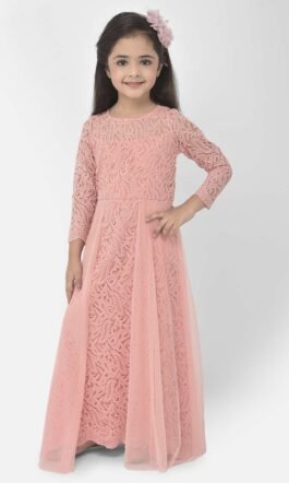 Eavan Girl Pink Lace Maxi Dress