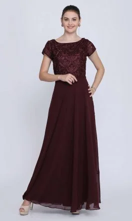 Eavan Chocolate Brown Embroidered Maxi Dress