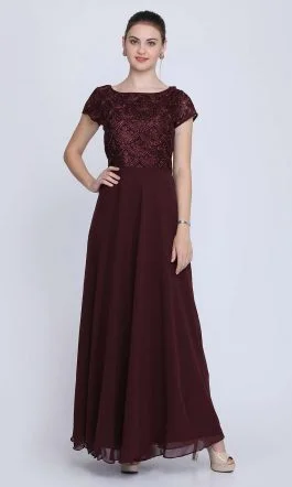 Eavan Chocolate Brown Embroidered Maxi Dress
