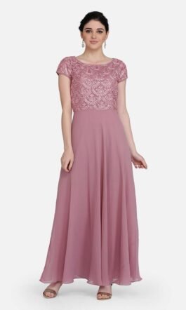 Eavan Pink Embroidered Maxi Dress