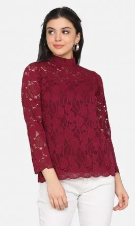 Eavan Burgundy Lace Top – Lace