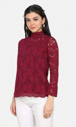 Eavan Burgundy Lace Top – Lace