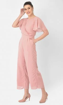 Eavan Pink Draped Solid Jumpsuit