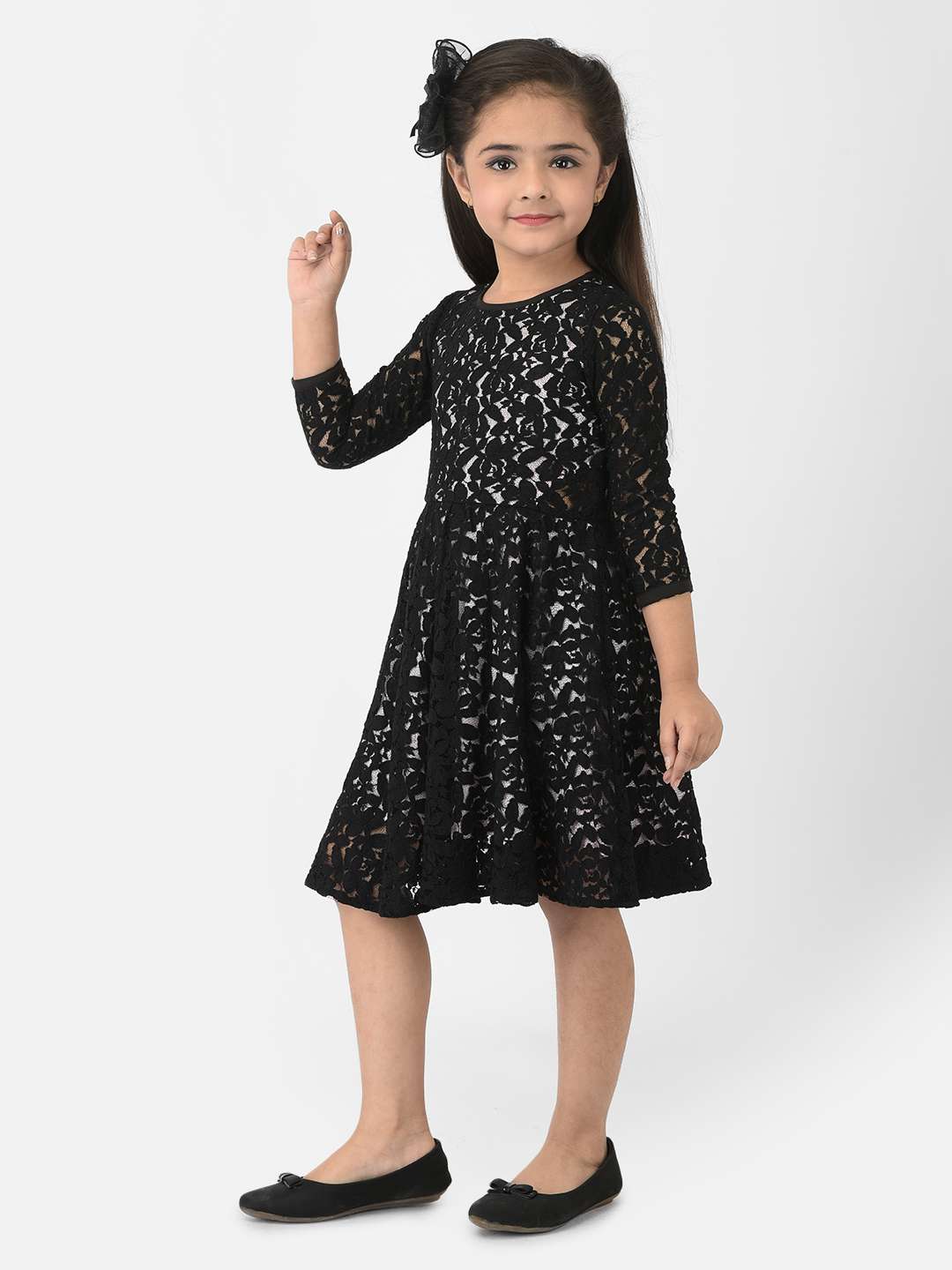 Buy Bitiya By Bhama Girls Black Embroidered Flutter Sleeves Maxi Dress -  Dresses for Girls 17786152 | Myntra
