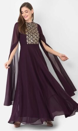 Eavan Burgundy Embroidered Maxi Dress