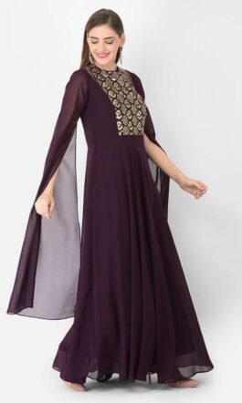Eavan Burgundy Embroidered Maxi Dress