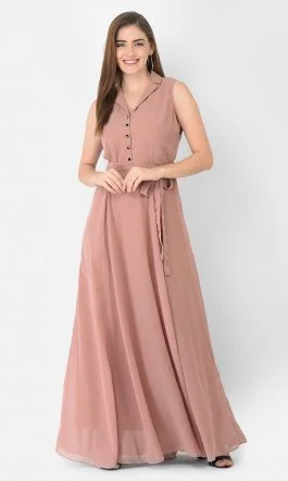 Eavan Rose Gold Shirt Maxi Dress