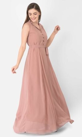 Eavan Rose Gold Shirt Maxi Dress