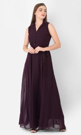 Eavan Burgundy Shirt Maxi Dress