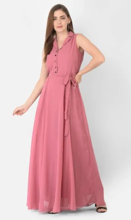 Eavan Pink Shirt Maxi Dress