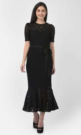 Eavan Black Lace Midi Dress