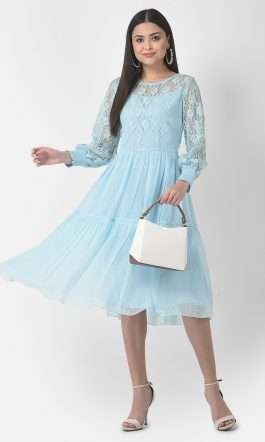 Eavan Women Sky Blue Solid Dress