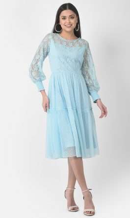 Eavan Women Sky Blue Solid Dress
