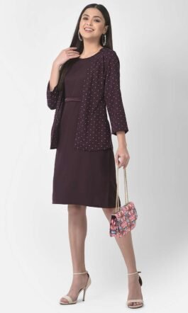 Eavan Women Wine Solid Dress