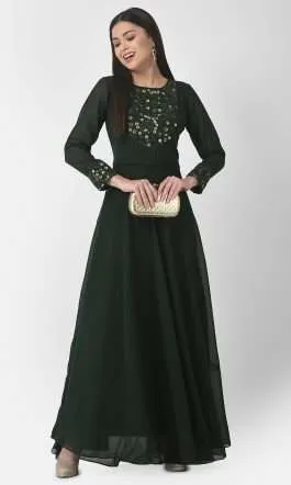 Eavan Women Bottle Green  Embellished Dress