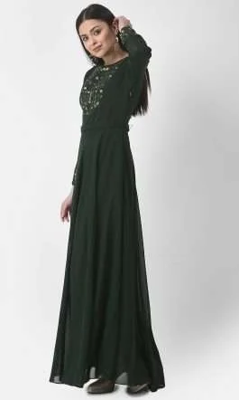 Eavan Women Bottle Green  Embellished Dress