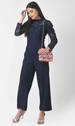 Eavan Women Blue Embroidered Jumpsuit