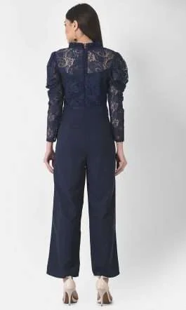 Eavan Women Blue Embroidered Jumpsuit