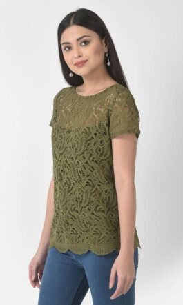 Eavan Women Green  Self Design Top