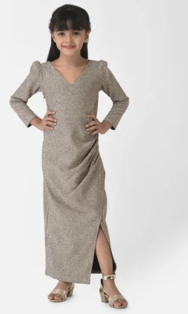 Eavan Girls Metallic Embellished Maxi Dress