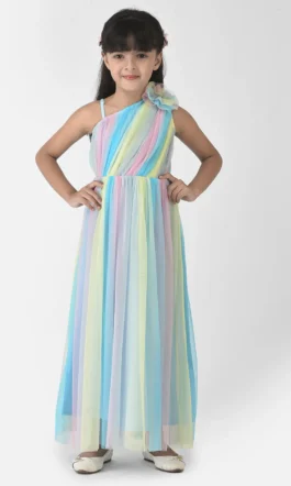 Eavan Girls Multi Colour Solid Maxi Dress