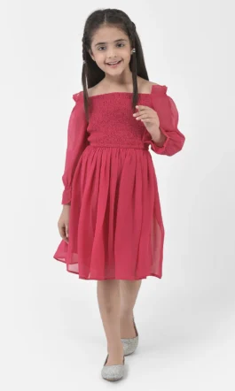 Eavan Girls Red Solid Dress