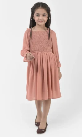 Eavan Girls Khaki Solid Dress