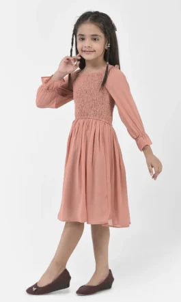 Eavan Girls Khaki Solid Dress