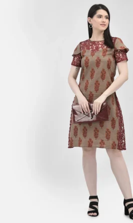 Eavan Women Beige Printed Dress