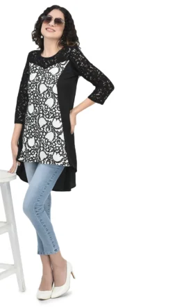 Eavan Women Black &White Embellished Dress