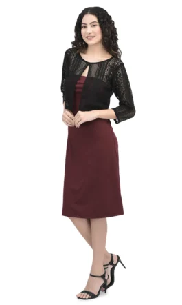 Eavan Women Black &  Burgundy Embellished Dress