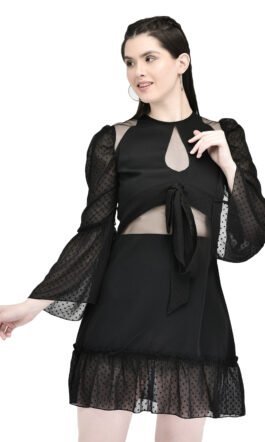 Eavan Women Black Embroidery Short Dress