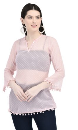 Eavan Women Pink Self Design Transparent Top