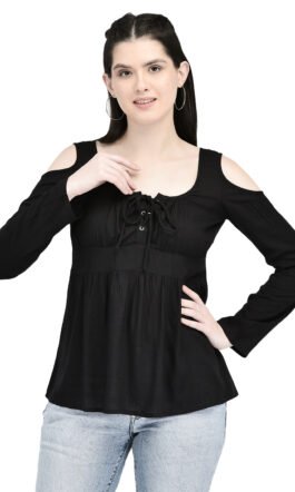 Eavan Women Black Self Design Top