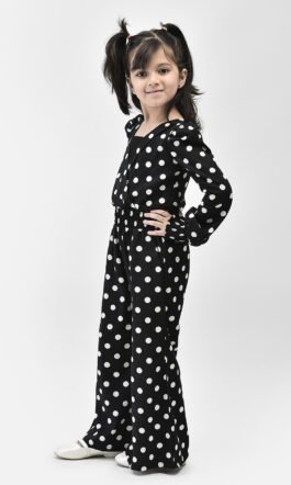 Eavan Girls Black Polka Dot Stylish jumpsuit