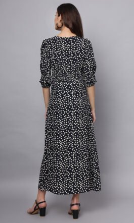Eavan Women Navy Blue Polka Dot Maxi Dress