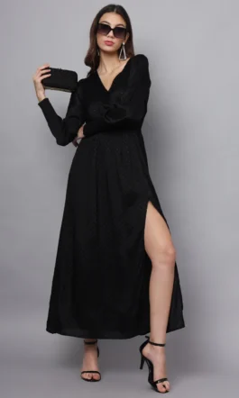 Eavan Women Black Self Design Maxi Dress