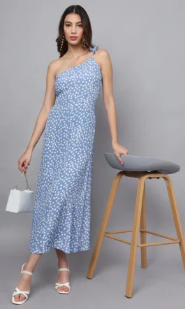 Eavan Women Blue Polka Dot Maxi Dress