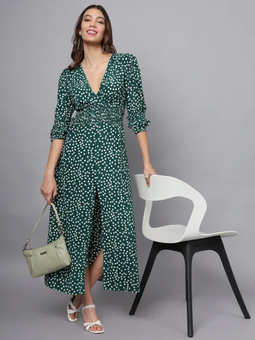 Eavan Women Green Polka Dot Maxi Dress