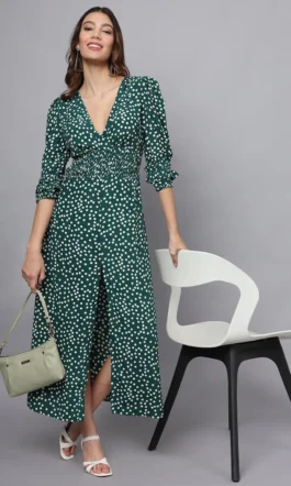 Eavan Women Green Polka Dot Maxi Dress
