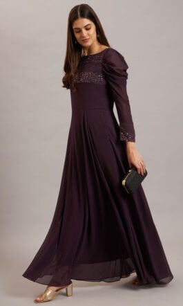 Eavan Purple Embellished Maxi Dress